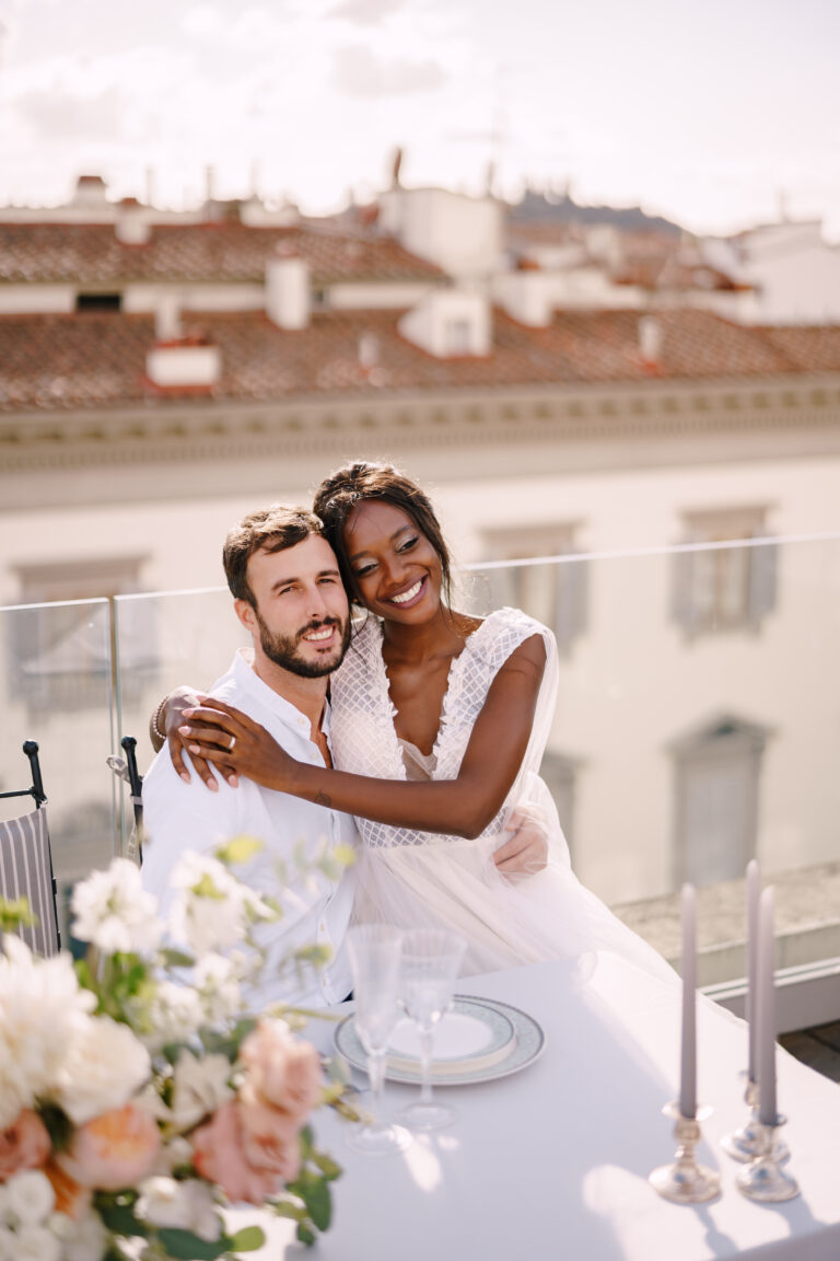 Hochzeitspaar auf der Dachterrassen Hochzeit